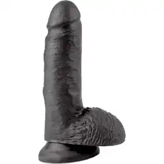  Чёрный фаллоимитатор с мошонкой 7 Cock with Balls 19,4 см 