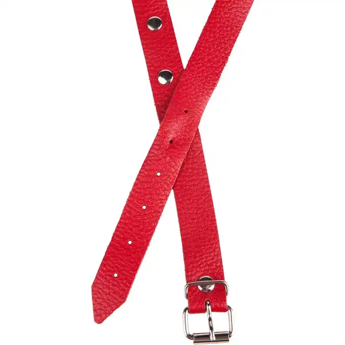 Красная кожаная маска на глаза для эротических игр - BDSM accessories. Фотография 5.