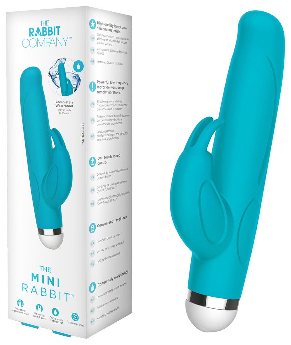 Купить голубой вибратор-кролик The Mini Rabbit 13,9 см - МирИнтима. Цена -  7040 руб. | TRC-023BLU.