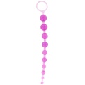 Фиолетовая анальная цепочка с ручкой-кольцом - 25 см.