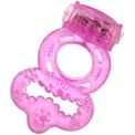 Розовое эрекционное кольцо с вибратором и подхватом