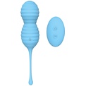 Голубые вагинальные виброшарики BEEHIVE с пультом ДУ