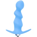 Голубая фигурная анальная вибропробка Spiral Anal Plug - 12 см.