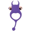 Фиолетовое эрекционное виброкольцо с рожками и хвостиком