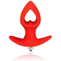 Красная анальная вибровтулка-сердечко с ограничителем - 8 см.