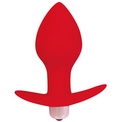Красная коническая анальная вибровтулка с ограничителем - 8 см.