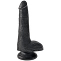 Черный фаллоимитатор с мошонкой и присоской 6  Cock with Balls - 17,8 см.