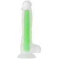 Прозрачно-зеленый фаллоимитатор, светящийся в темноте, Dick Glow - 18 см.