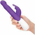 Фиолетовый тонкий вибратор-кролик с клиторальным отростком - 22 см.