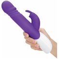 Фиолетовый вибратор-кролик с возвратно-поступательными движениями головки - 24 см.