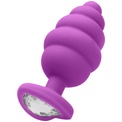 Фиолетовая анальная пробка Extra Large Ribbed Diamond Heart Plug - 9,6 см.