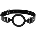 Черный кляп-кольцо с кожаными ремешками  Silicone Ring Gag with Leather Straps