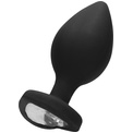 Черная анальная пробка с прозрачным стразом Extra Large Diamond Heart Butt Plug - 9,5 см.