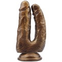 Золотистый анально-вагинальный фаллоимитатор Dick Cumming - 18 см.
