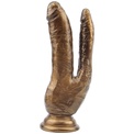 Золотистый анально-вагинальный фаллоимитатор Ivana Havesex - 19,5 см.