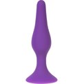 Фиолетовая силиконовая анальная пробка размера M - 11 см.