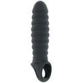 Серая ребристая насадка Stretchy Penis Extension No.32
