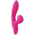 Розовый вибратор-кролик с вакуумной стимуляцией 5’’ Silicone Suction Kiss - 20,3 см.