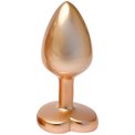 Золотистая анальная пробка с прозрачным кристаллом-сердцем Pearl Gold Plug Small