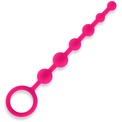 Розовая анальная цепочка из 6 шариков - 21 см.