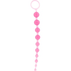  Розовая анальная цепочка с колечком 25 см 