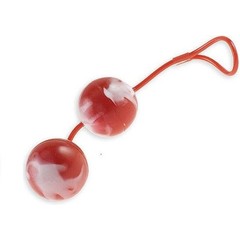  Красно-белые вагинальные шарики со смещенным центром тяжести Duoballs 