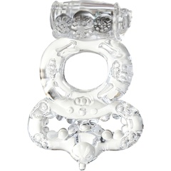  Прозрачное эрекционное кольцо с вибратором и подхватом 