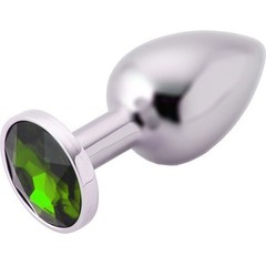  Анальное украшение BUTT PLUG Small с зеленым кристаллом 7 см 