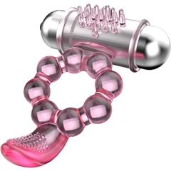  Розовое эрекционное кольцо с вибростимуляцией клитора Baile 