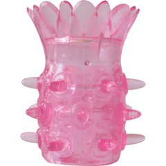  Розовая насадка на пенис с шипиками и лепестками 6 см 