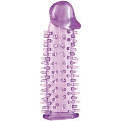  Фиолетовая насадка на половой член с закрытой головкой и шипами 12,5 см 