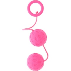  Розовые вагинальные шарики с рельефом GOOD VIBES ROTO BALLS 