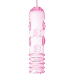  Розовая рельефная насадка на пенис или вибратор NUBS 