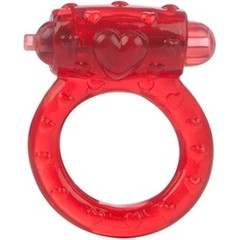  Красное эрекционное кольцо на пенис с вибрацией LOVE STUFF 