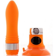  Оранжевый водонепроницаемый вибратор на присоске со сменной панелью управления 19 см 