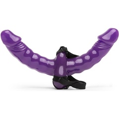  Фиолетовый страпон Double Delight Strap-on с вагинальной пробкой 15 см 