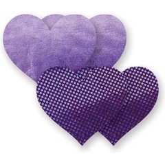  Комплект из 1 пары фиолетовых пэстис-сердечек с блестками и 1 пары сиреневых пэстис-сердечек с гладкой поверхностью 
