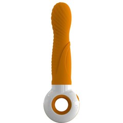 Оранжево-белый вибратор O-zone с ручкой-кольцом 