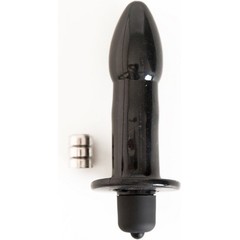  Чёрная вагинально-анальная вибровтулка 8 см 