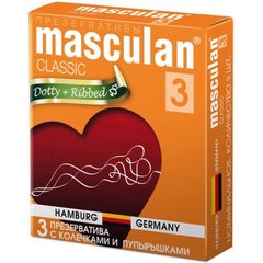  Презервативы Masculan Classic 3 Dotty Ribbed с колечками и пупырышками 3 шт 