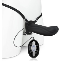  Черный полый страпон с вибрацией Mojo Ghia 16 см 