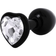  Черная анальная пробка в виде сердца с кристаллом Anni Heart 
