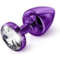  Анальная пробка с кристаллом ANNI round purple T3 фиолетового цвета 9 см 