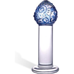  Анальная пробочка с голубой узорчатой головкой 