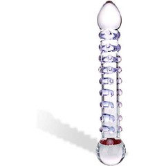  Стеклянный фаллос с пупырышками и тропическим цветком внутри 