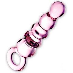 Стеклянный анальный жезл с рукояткой-кольцом, 18 см 