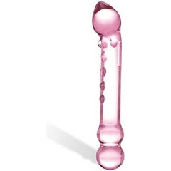  Стеклянный двухголовый фаллоимитатор с массажными точками 