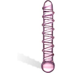  Прямой стеклянный фаллос с выпуклой спиралью 