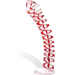  Изогнутый стеклянный фаллос с декоративной спиралью внутри, 20 см 