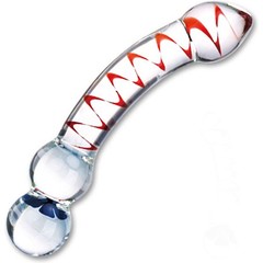  Двусторонний стеклянный фаллос с декоративной спиралью внутри 